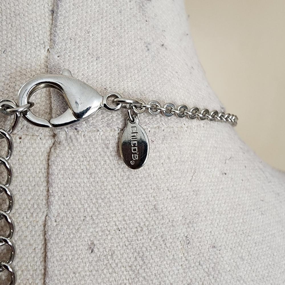 Silver Abstract Stone Necklace - Picture 5 of 7